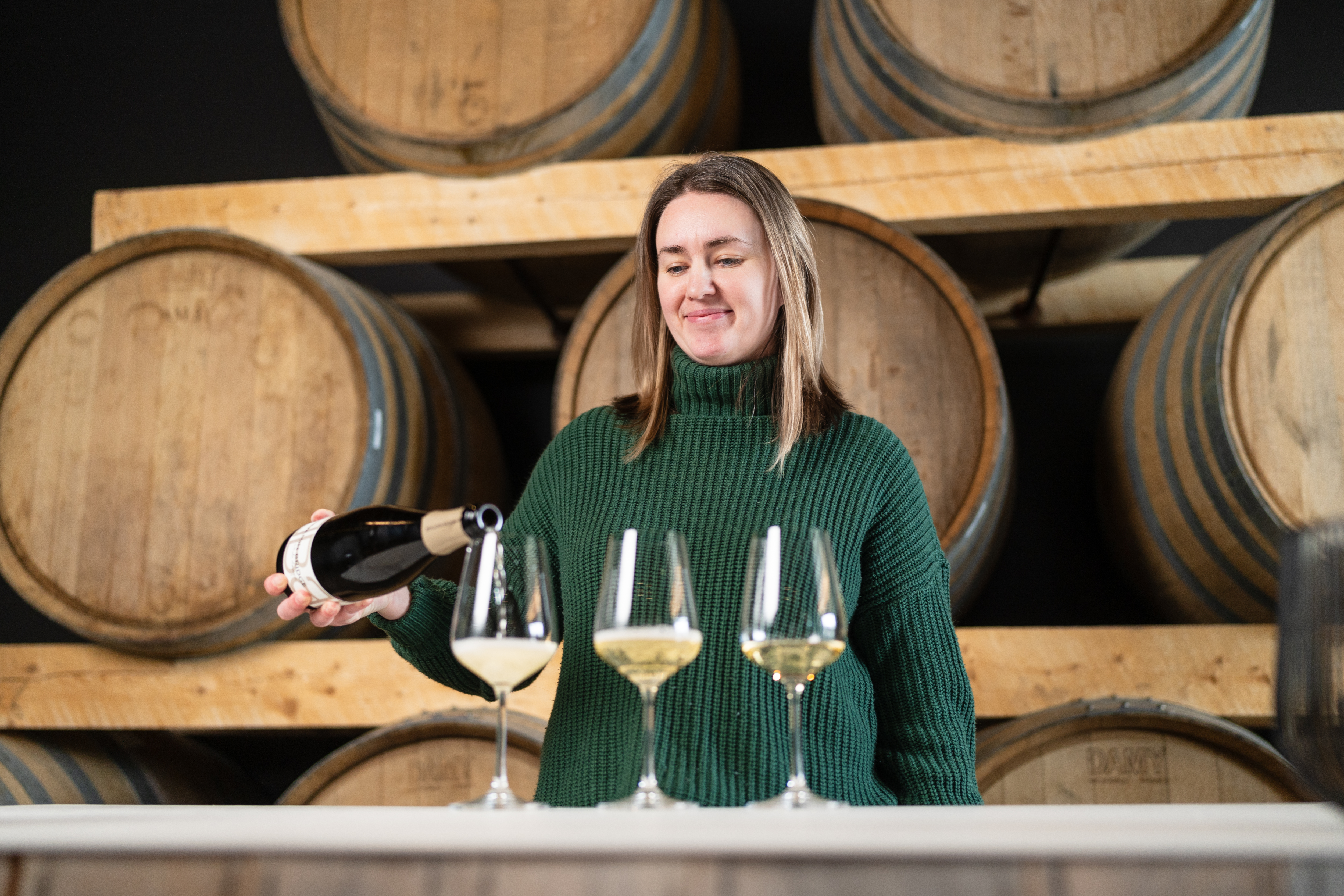 Laura pours wine at Benjamin Bridge