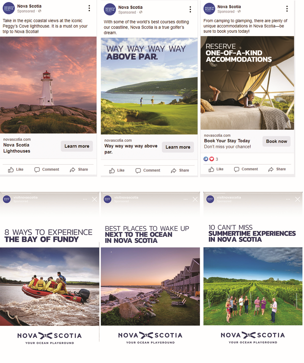 2024 Summer Tourism Ad Campaign examples of social media ads in Ontario.