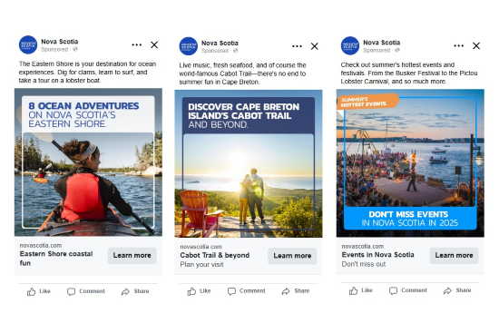 Images of ads for new summer blogs for Nova Scotia tourism.