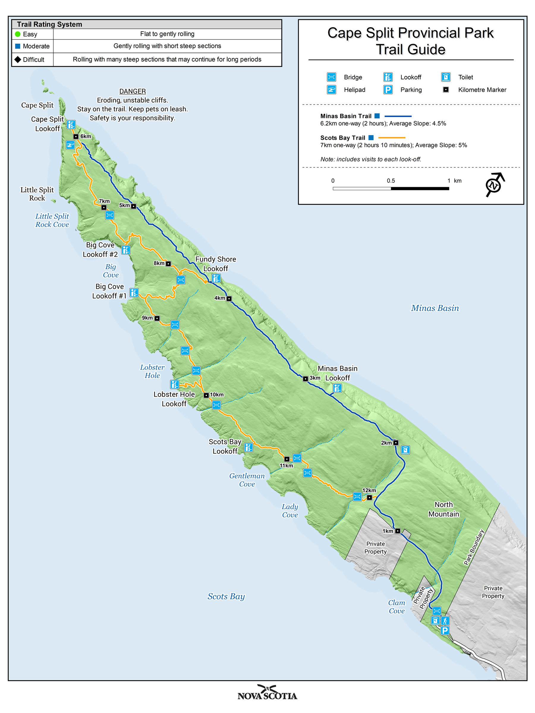 Map of Cape Split looped trail system