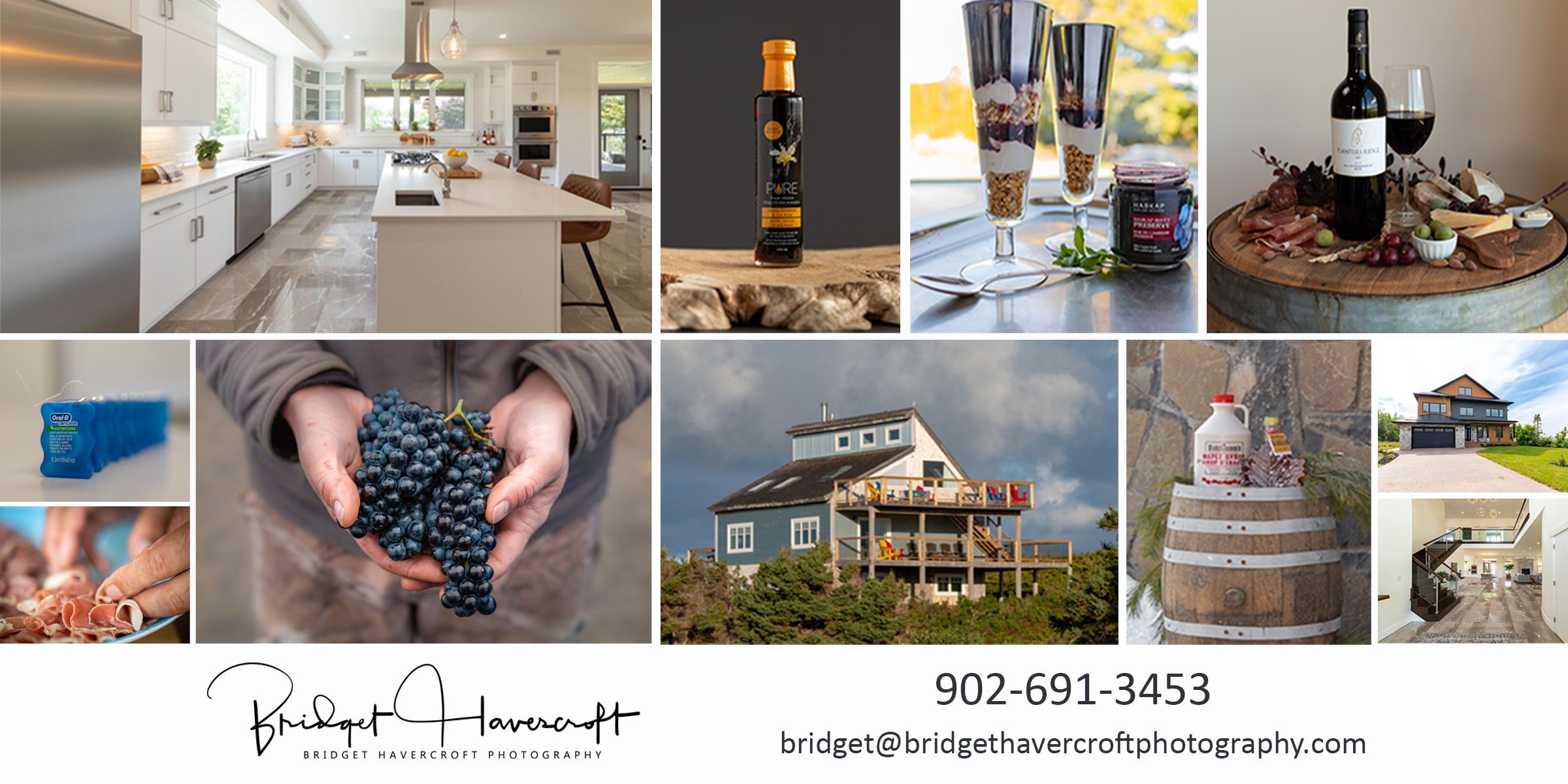A collage of business and product photos by Bridget Havercroft