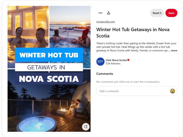 Social media ads for CTC Winter Campaign showing Hot Tub getaways