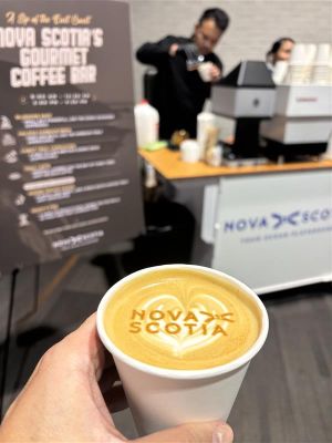 Coffee with Nova Scotia logo in the foam on top. 