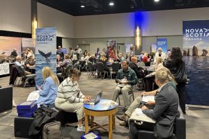 Meetings in the Nova Scotia pavilion. 