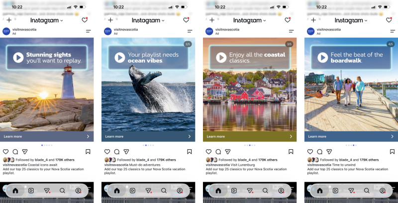 Social media advertisements for Nova Scotia activities in fall.