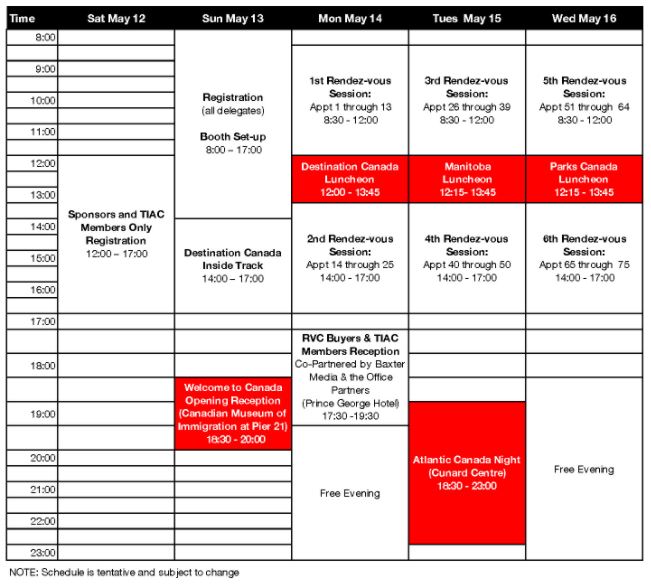 RVC 2018 Event Schedule
