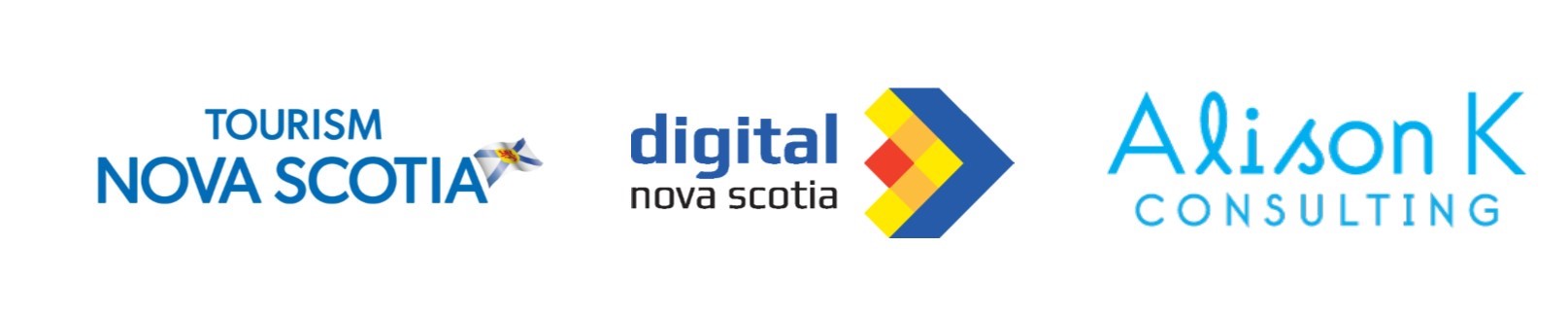 Tourism Nova Scotia, Digital Nova Scotia, Alison K Consulting logos
