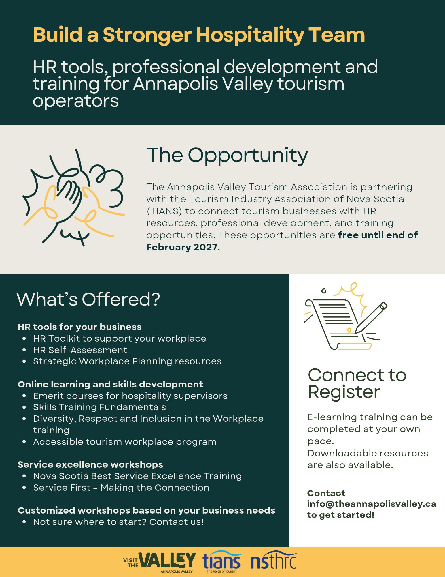 A flyer regarding free training