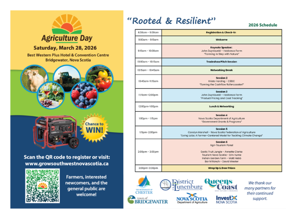 Program for "Agriculture Day" in Southwest Nova Scotia. 