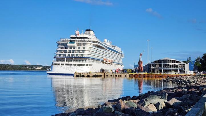 A cruise ship in the harbour in Sydney, Cape Breton. 