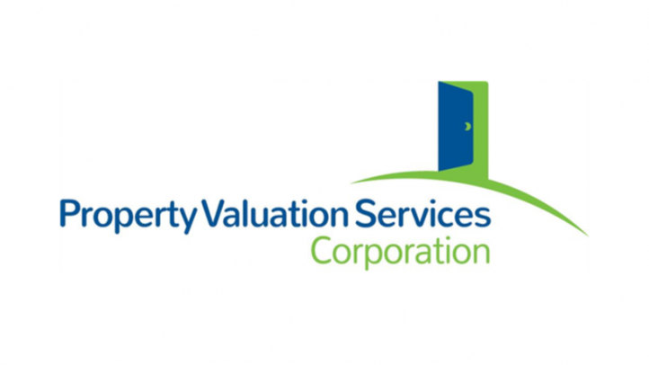 Blue and green Property Valuation Services Corporation Logo