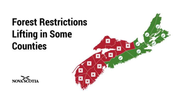 Forest Restrictions Lifting in Some Counties image of Nova Scotia. 