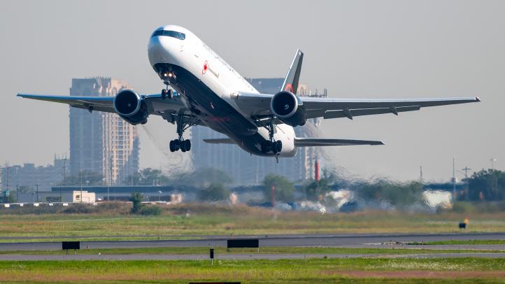 Airplane taking off of the runway 