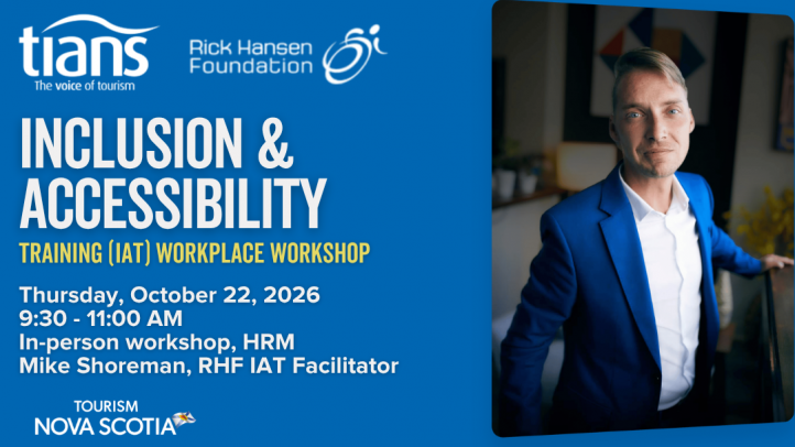 Graphic with text about workshop and a photo of the presenter Mike Shoreman. 