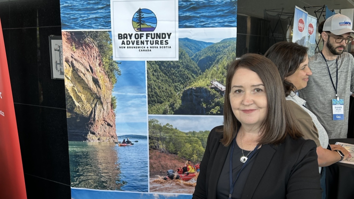 Andrea Gray promoting Bay of Fundy Advertures tour operator. 