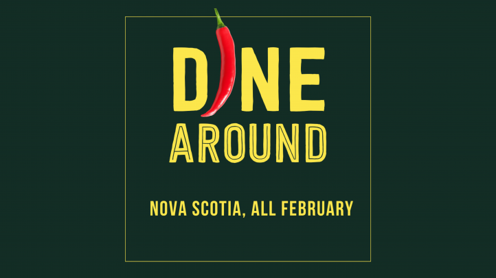 The logo for Dine Around with a red chili representing the letter I