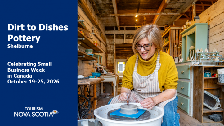 Janet Sunberg, owner and potter at Dirt to Dishes Pottery at the potter's wheel shaping clay. 
