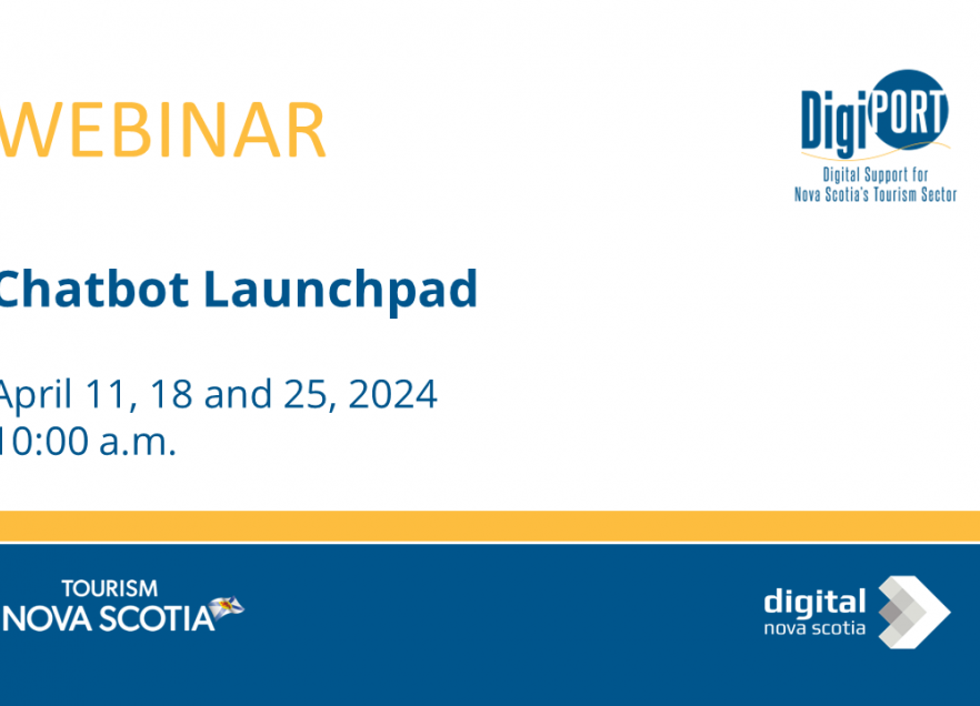 Slide image for a webinar about Chatbot Launchpad on April 11, 18, and 25, 2024