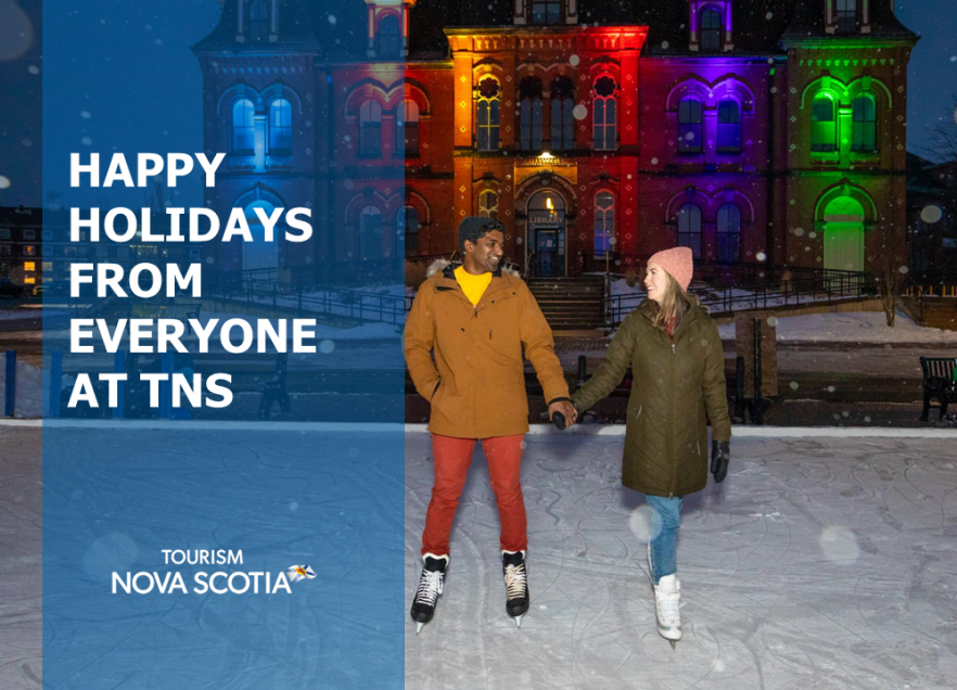 Two people skating at the Civic Square in Truro. 