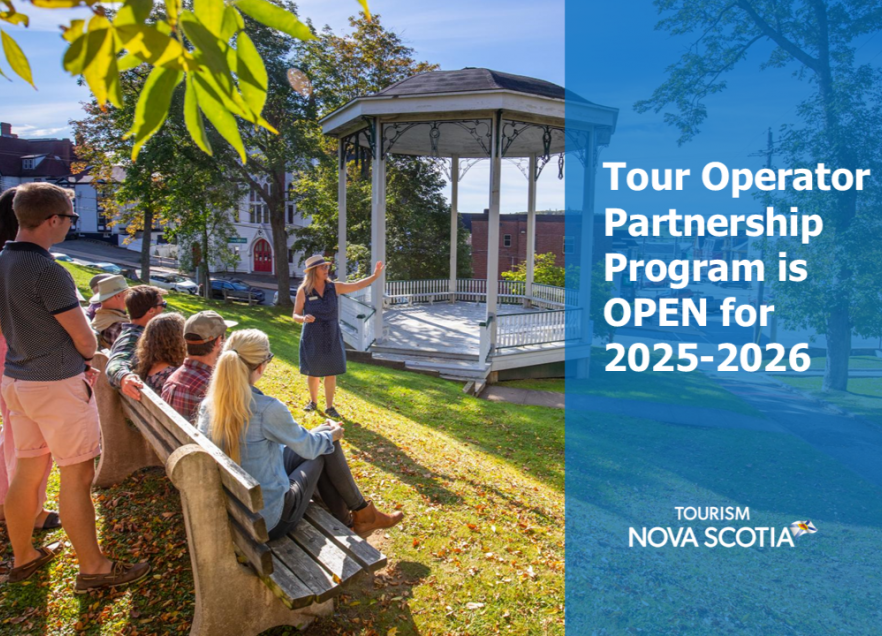 A group listens to their guide during the Lunenburg Walking Tours. 