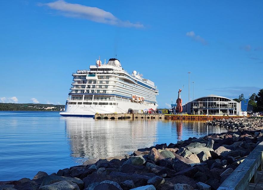 A cruise ship in the harbour in Sydney, Cape Breton. 