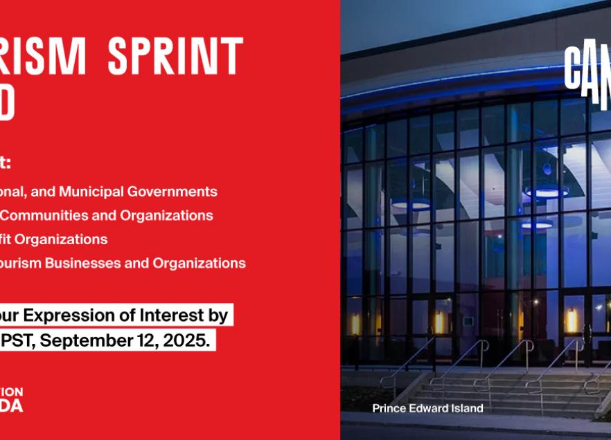 A slide that says "Tourism Sprint Fund" as offered through Destination Canada until September 12, 2025. 