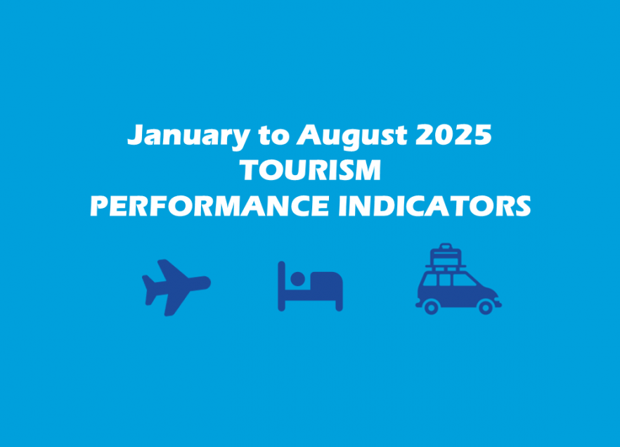 Slide image with words 'January to August 2025 Tourism Performance Indicators"