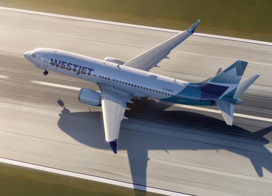 Airplane landing on the runway