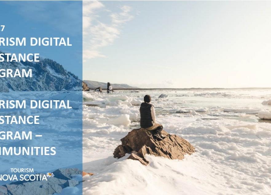 A person back to sitting on a rock looking at the ocean in the winter