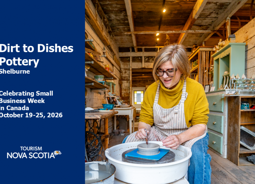 Janet Sunberg, owner and potter at Dirt to Dishes Pottery at the potter's wheel shaping clay. 
