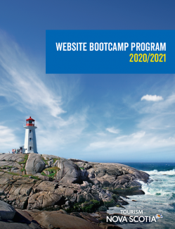 Peggy's Point Lighthouse. Text: Website Bootcamps Program 2020/21